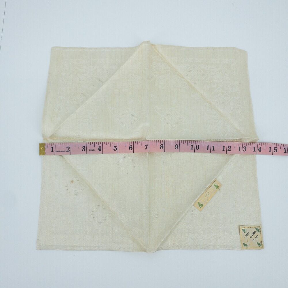 Vintage Linen Napkin Set 11 Beige European 1950s Table Decor - Picture 16 of 16